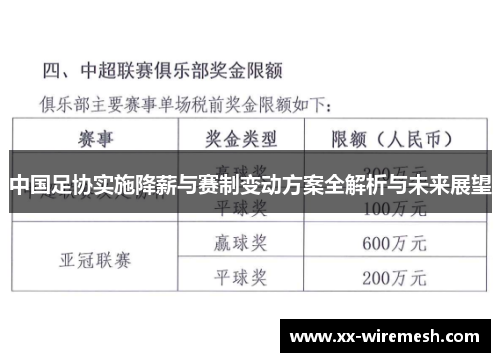 中国足协实施降薪与赛制变动方案全解析与未来展望